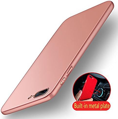 iPhone 7 Plus Case iPhone 8 Plus back Cover Built-in metal plate can be used with Magnetic Phone Holder Full Protective Anti-Scratch Slim hard Protective Case For 5.5IN (rose gold, iphone 7P/8P)