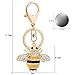 Qinlee Honeybee with Big Smile Keychain Crystal Keyring Rhinestones Purse Pendant Handbag Charm Key Chain Key Chain(Gold）