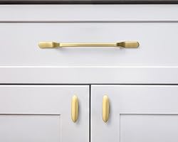 Goo-Ki 6 Pack Brushed Brass Cabinet Handle Drawer