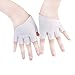 JISEN Women Half Palm Half Finger PU Leather Dancing Punk Gloves White