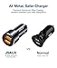 Car Charger, JSAUX Dual QC 3.0 USB Ports 36W/6A Fast Car Charge Adapter Metal Cigarette Lighter USB Charger Compatible with iPhone 11/pro/pro max/x/xr/8,Samsung Galaxy S20/S10/S9,Note 10/9,iPad-Black