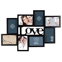 Gallery Solutions Love 8 Opening Dimensional Collage Wall Hanging Picture Frame, 4x6