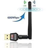 Wifi Dongle AC 600Mbps ANEWKODI Dual Band Wireless Adapter External USB Wifi Adapter 5GHz / 2.4GHz 802.11ac Wifi Receiver for Desktop PC Support Windows 10 / 8 / 8.1 / 7 / XP / Vista / Mac OS