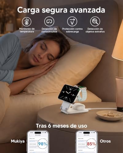 Carregador sem fios Estação de carregamento portátil Carregador magnético dobrável 3 em 1 Compatível com iPhone 17, 16, 15, 14, 13, 12, Apple Watch e AirPods 4, 3, 2, Pro