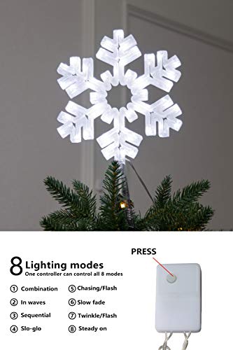 EAMBRITE Snowflake Christmas Tree Topper, 13 Inch White Snowflake Tree Topper with 50 Cool White Lights and 9 Modes… 4 EAMBRITE Snowflake Christmas Tree Topper, 13 Inch White Snowflake Tree Topper with 50 Cool White Lights and 9 Modes… - Image 3