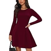 OKIFOIR Long Sleeve Mini Dress for Women A Line Fall Pleated Babydoll Short Party Dresses 2026