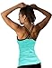 icyzone Women Workout Yoga Spaghetti Strap Racerback Tank Top with Built in Bra (M, Florida Keys)