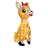 ProductWorks Pre-Lit Rudolph The Red-Nosed Reindeer Clarice Christmas Yard Art Decoration with Clear Lights, 18