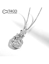 T400 - Collar con colgante de plata de ley 925 con circonita cúbica de Swarovski, diseño de zorro, regalo de cumpleaños para mujer