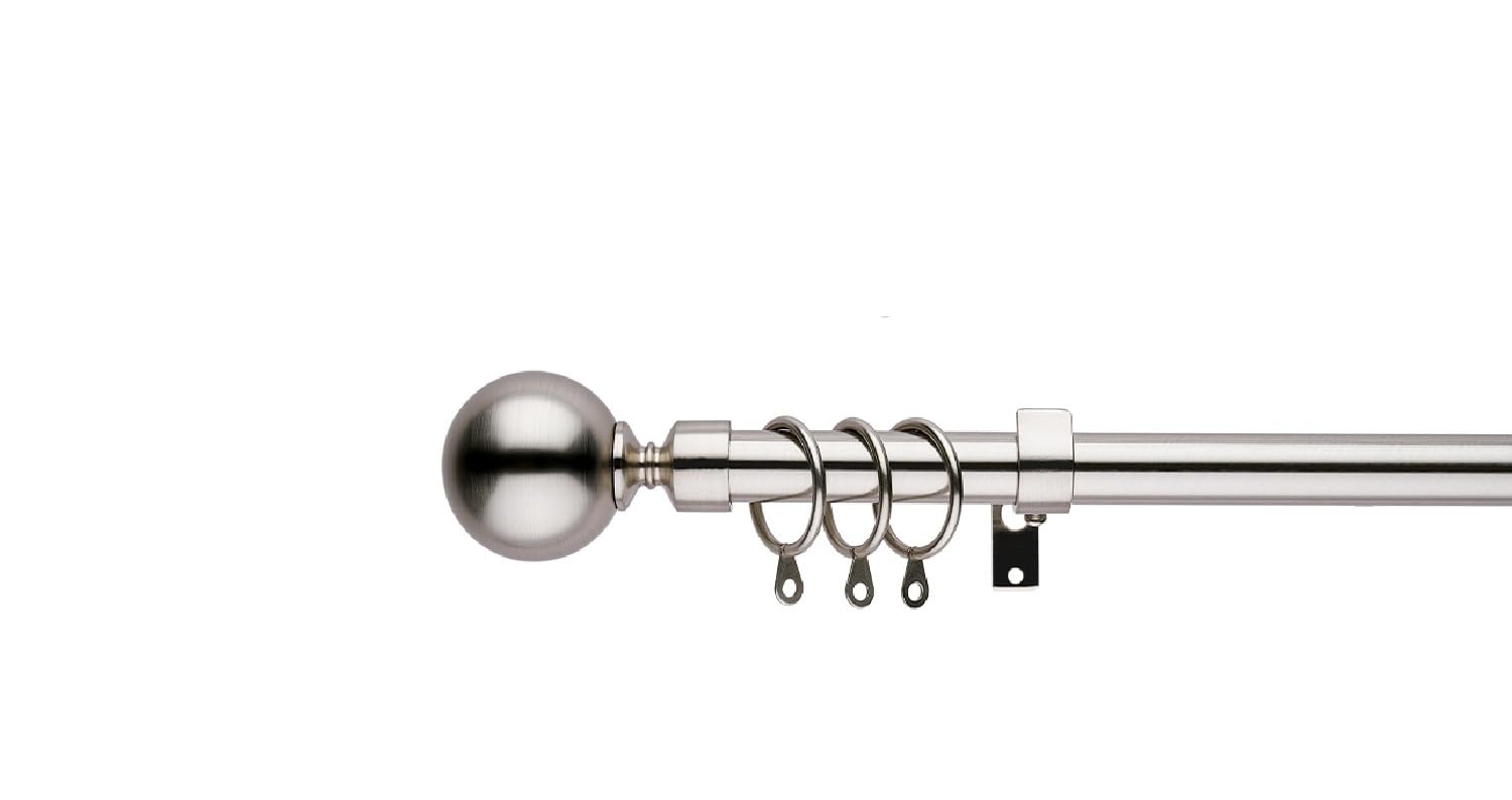 Curtain Poles Metal Plain ball finials Extendable Curtain Pole Set 70 cm to 120 cm Satin Nickel Curtain Rods 19 mm Diameter Adjustable Curtain tracks
