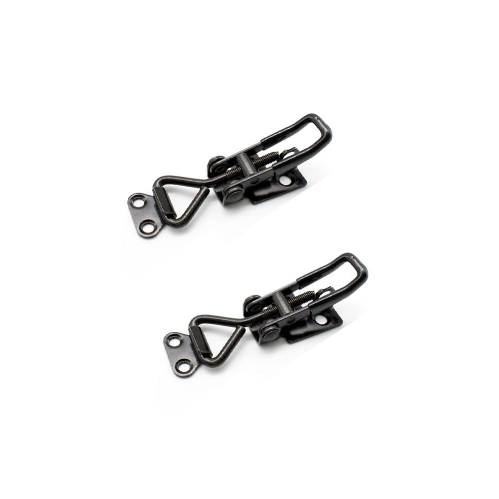 BDHI 2pcs Toggle Latch Clamp Heavy Duty Adjustable Toggle Clamp Heavy Duty 100KG/220lbs Holding Clasp Closure Steel Hasp Catch Clip for Door Cabinet Box Case Trunk Cases Smoker Lid Jig(Y120-2)