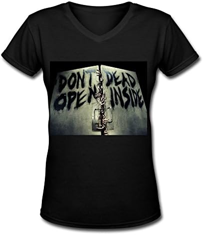 Women's Black V Neck T Shirt The Walking Dead Dont Open Dead Inside