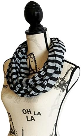 100% Cotton Infinity Scarf Nursing Cover for breastfeeding - Infinity Nursing Scarf used for Baby Breastfeeding Cover Up - Stripe Pattern (Dark Grey)