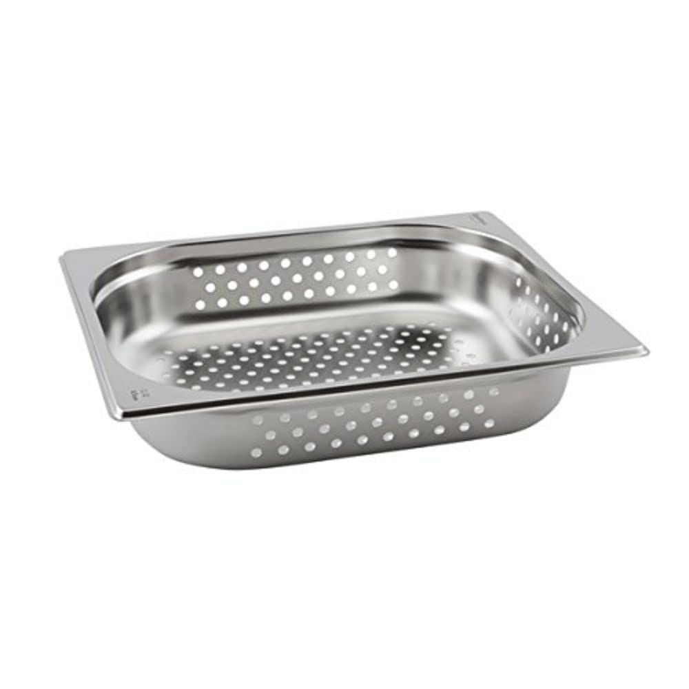 Genware GNP12-100 Perforated Stainless Steel Gastronorm Pan, 1/2 GN, 326 mm Length, 262 mm Width, 100 mm Deep
