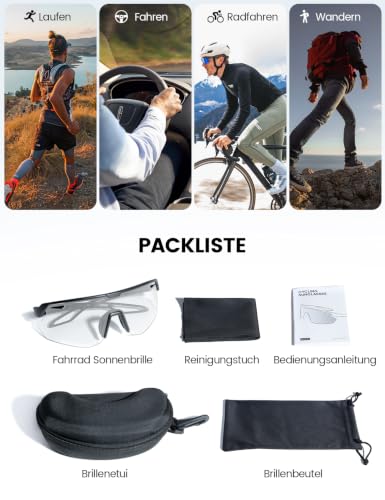 Lamicall Cycling Glasses Men Quick Glasses Women – [3S Self-Toning] [28g TR-90 Ultralight] Sunglasses Bicycle with Adjustable Nose Pad & Temple, UV400 Running Glasses Sports Glasses for Cycling