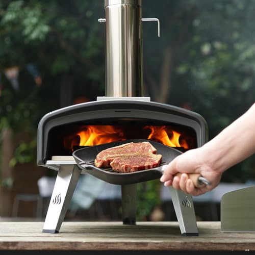 Mimiuo Outdoor Pizza Oven with 33cm Square Pizza Stone Portable Pizza Oven for Charcoal and Firewood