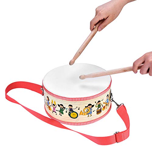 Alomejor Kids Drum Toy Wood Drum Set with Carry Strap and Stickers for Kids and Toddlers Musical Percussion Instrument Training Toy