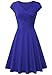 Laksmi Women's Short v-Neck Solid Sleeve Knee Fit-and-Flare Dress, Blue, Medium