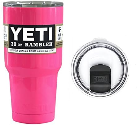 Pink Neon Fuchsia 30 Ounce (30oz) Rambler Tumbler Cup Mug with Exclusive Spill Proof Lid