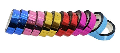 STARS Hula Hoop Washi Prism Tape (12 Pack) 12MM x 45 FEET - 6 Holographic Colors