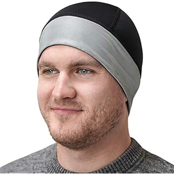 Skull Cap Helmet Liner Running Beanie Reflective Perfect under Motorcycle Helmets and Bike Helmet, Covers Ears and Wicks Moisture for Men and Women