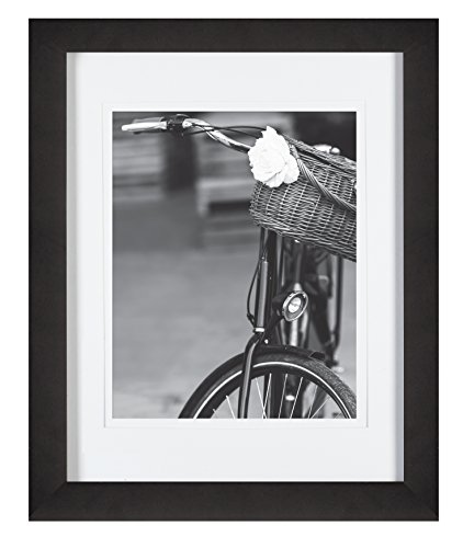 Gallery Solutions 09FW2671E 11x14 Wall Mount Double White Mat for 8x10 Photo Picture Frame, 11" x 14", Black