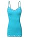 Bozzolo Women's Junior & Plus Adjustable Spaghetti Strap Lace Trim Tunic Tank Top