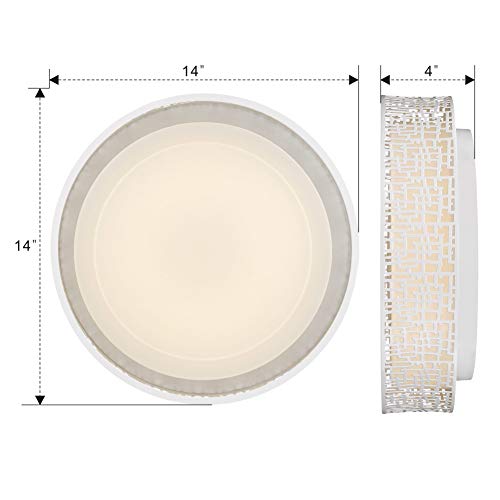 20W LED Ceiling Light, VICNIE 14 Inch Flush Mount Lighting Fixture,1400 Lumens 3000K Warm White, Dimmable, ETL Listed for Kitchen, Hallway, Bedroom, Stairways (Metal Body and Acrylic Shade)
