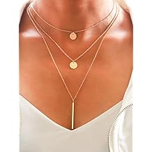 Tgirls Layered Necklaces with Pendant for Women and Girls XL-66 (Gold)