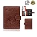 Passport Holder Leather Travel Wallet - RFID Blocking Passport Cover with Magnetic Button for Women Men By Talent (Brown - Map)