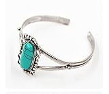 Twilight Bella Bracelet, Casety Retro Flexible Natural Turquoise Silver Plated Zn Alloy Bangle Bracelet