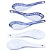 Soup Spoons Ceramic Asian Soup Spoon Set White Japanese Spoon Porcelain Soup Spoons Table Spoons Dinner Spoons Patterned 5.3 Inch Long, Set of 5(flower 3) (Blue)