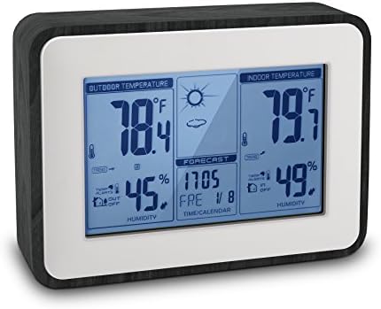 YOULANDA Indoor Outdoor Thermometer Digital Hygrometer Large Display Humidity Temperature Monitor Multifunctional Weather Station with Alarm Clock, 2018 Upgraded Design