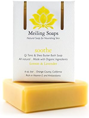 Soothe - Natural Lemon Lavender Organic Soap Bar Organic Shea Butter Soap w/ Vitamin E &amp; Antioxidants - 6 Ounce Moisturizing Organic Soap Bar from Meiling Soaps