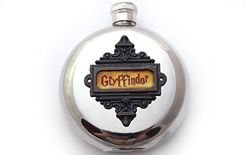 Gryffindor Round 5 oz Flask with Glass Viewing Window Harry Potter Inspired by Harmless Habit
