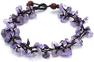MGD, Purple Amethyst Chip Bead Anklet, 25 CM w/ 1 Inch Extend 3-Strand Anklet, Beautiful Anklet, Girl Handmade Jewelry, JB-0390A
