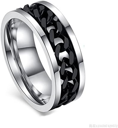 XIEXIE Classic Rotating chain Men¡s Titanium Steel Rings(As Picture)(1 Pc) Jewelry , 11