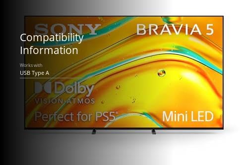 Sony BRAVIA 5 75 Inch TV, Mini LED, 4K Smart Google TV, XR Processor with AI Technology,120hz Television with Dolby Vision/Atmos, Exclusive Features for PlayStation®5, K-75XR50, 2025 Model