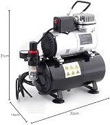 Timbertech Piston Airbrush Compressor ABPST08 Oil-Free 3L Tank UK Plug 50Hz view 8