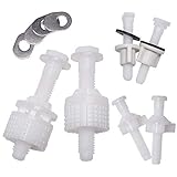 Universal White Plastic Toilet Seat Hinge Bolt Screw For Top Mounting Toilet Seat Hinges - Downlock Nuts Can Slip Over Bolts Threads for Rapid Installation without Screwing in