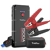 Upgraded Trekpow G22 1500A Peak Car Jump Starter-12V Battery Booster Portable Jumper Box(up to 8.0L Gasoline/6.5L Diesel Engine)with Smart Jumper Cable,Quick Charge 3.0,Type-C,16.8V/10A DC,Flashlight