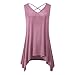 Solatin Women's Cross V Neck Tank Tops Summer Flowy Sleeveless Tunic (2X-Large, Deep Pink)