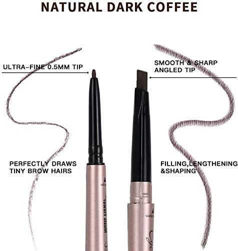 7Pcs Eyebrow Pencil Dark Brown,Waterproof Eyebrow Pencil Set,Eyebrow Definer Smudge-Proof,with Eyebrow Stencil Tweezer Razor Set