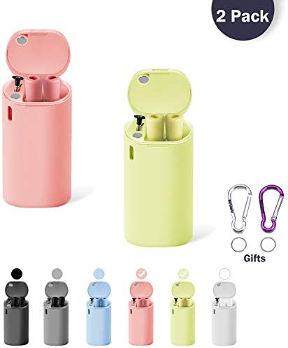 2 Pack Reusable Drinking Collapsible Straws, Composed of Food-grade Stainless Steel & Silicone with Cleaning Brush & Sturdy Carrying Case, For Gifts idea,Travel,Party, Outdoor, Gym.(Pink&Green)
