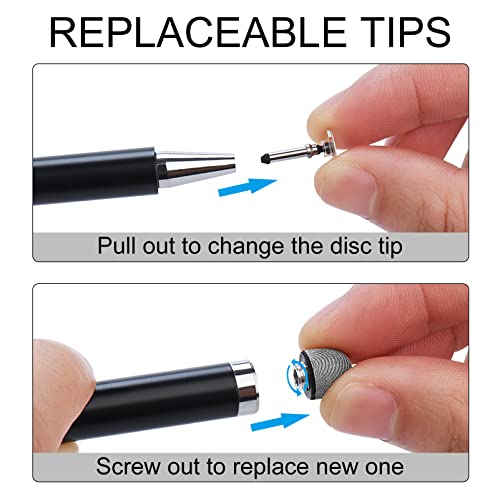 CPKEON Stylus for iPad (2 Pcs), Magnetic Disc Capacitive Stylus Pens Touch Screens for Apple/iPhone/Ipad pro/Mini/Air/Android/Microsoft/Surface All Universal Touch Screens - Black/White