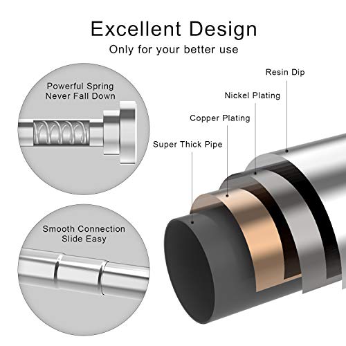 ALLRIER Tension Shower Curtain Rod - Never Rust Non-Slip Adjustable Closet Rod, Chrome, Tension Rod for Bathroom Kitchen Wardrobe Doorway Windows, No Drilling Stainless Steel Spring Tension Rod 25-43"