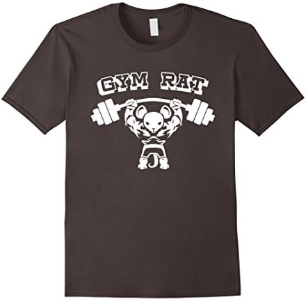 Mens Gym Rat Illustrated Fitness Workout T-Shirt - White Ink Large Asphalt