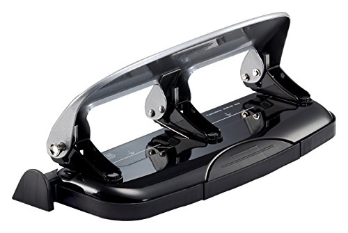 PaperPro inPRESS 20 Reduced Effort Three-Hole Punch, Silver, Black (2220)