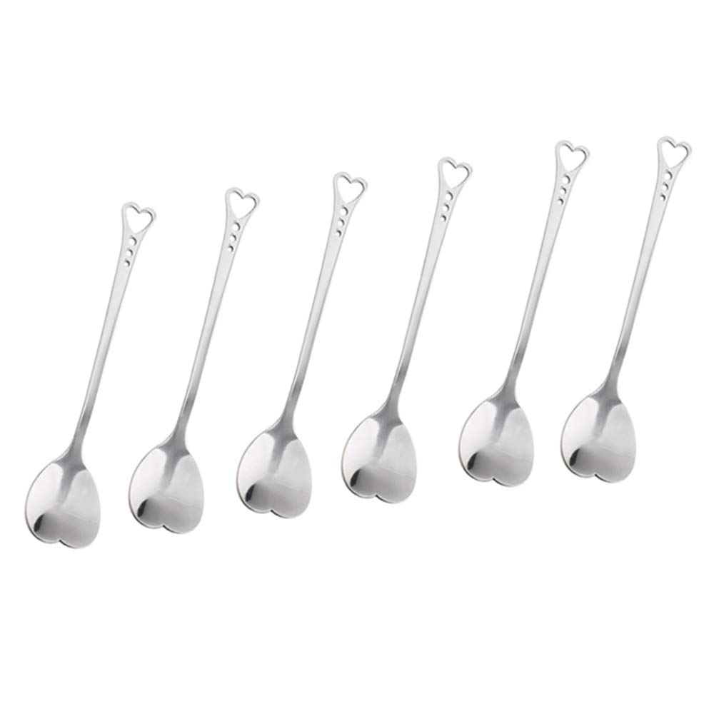 IKAAR Tea Spoons Teaspoons Stainless Steel Latte Spoons Heart Shape Coffe Spoon Ideal for Coffee Dessert & Ice Cream Pack of 6