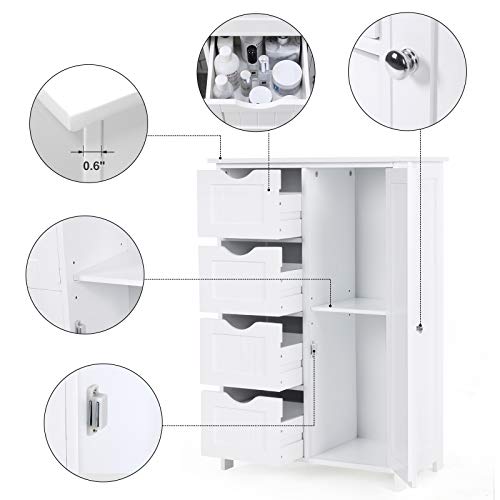 VASAGLE Bathroom Storage Floor with Adjustable Shelf and